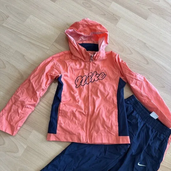 Rare VTG NIKE Spell Out Color Block Jacket Pants Track Suit Outfit 2000s Size 6